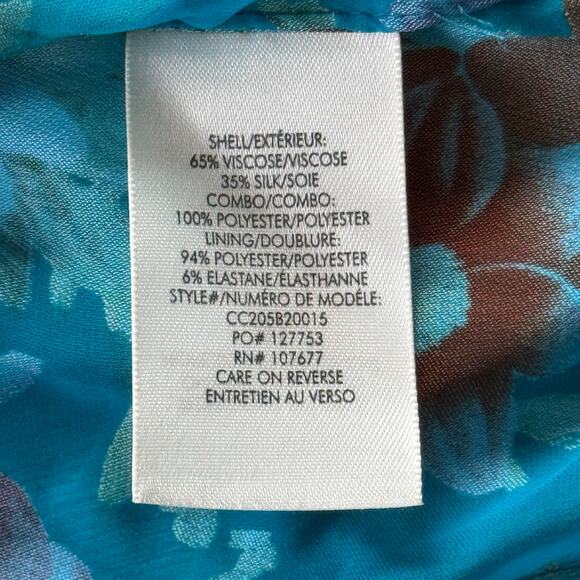 Alice + Olivia Sheila Floral Print Silk Blouse Top Summer Bliss Blue Size XS NWT - Picture 9 of 10